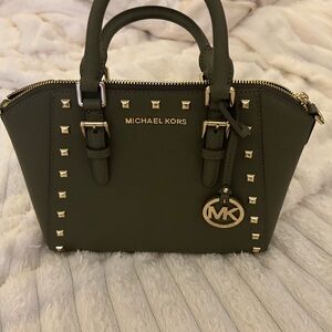 Michael Kors Olive Green Satchel with Gold Accents